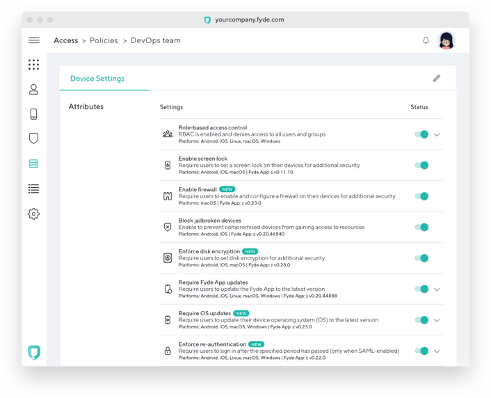 Fyde access policies