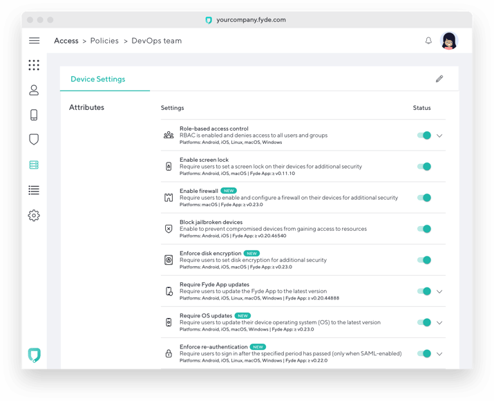 Fyde access policies